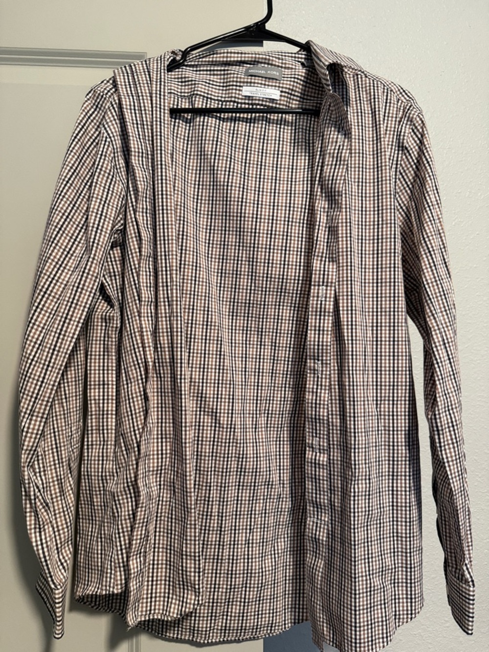 Michael Kors Men's Plaid Button-Up Shirt - White & Brown